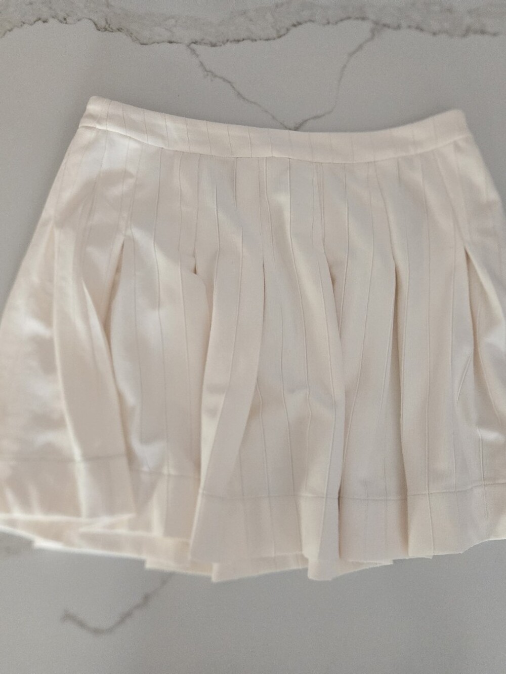 NWT Blue Tassel Pleated Mini Skirt in Soft Ivory